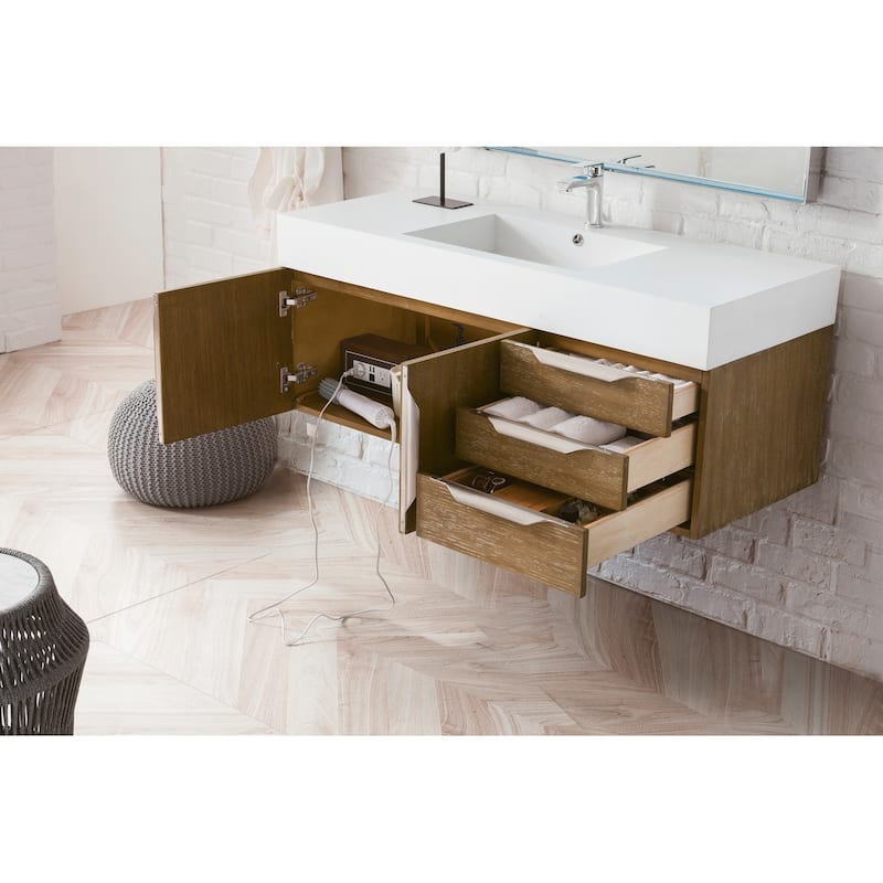 James Martin Vanities Mercer Island 48" Single Vanity, Latte Oak with Brushed Nickel Hardware