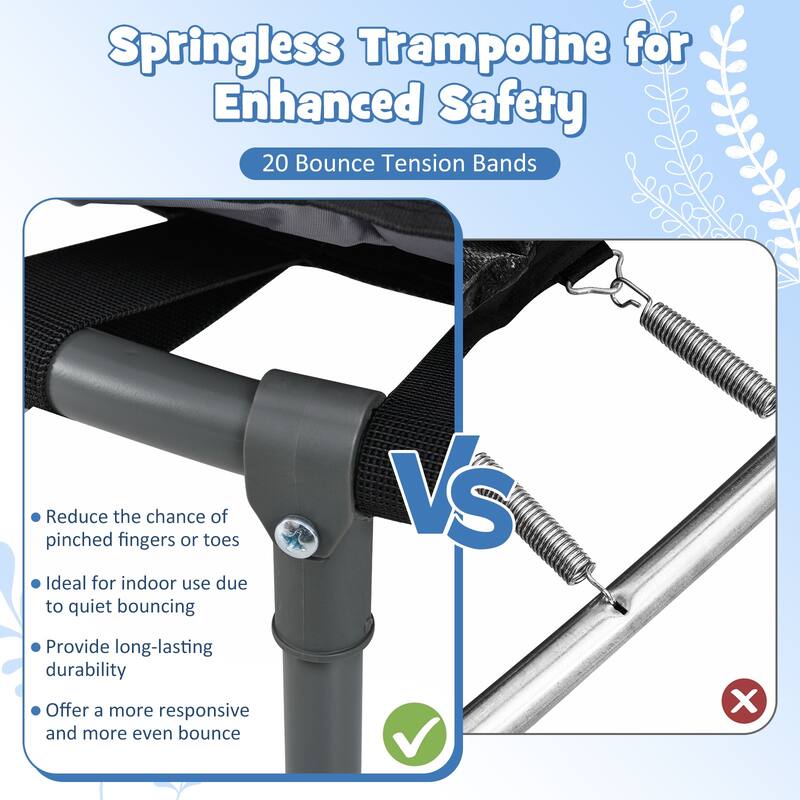 Gymax 36'' Foldable Kid Trampoline w/ 20 LED Lights Foam Handlebar