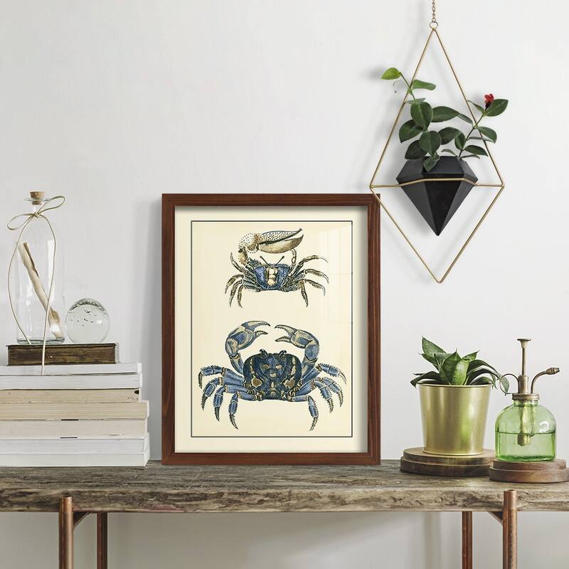 Antique Blue Crabs II -Framed Print w/glass-Cherry Red