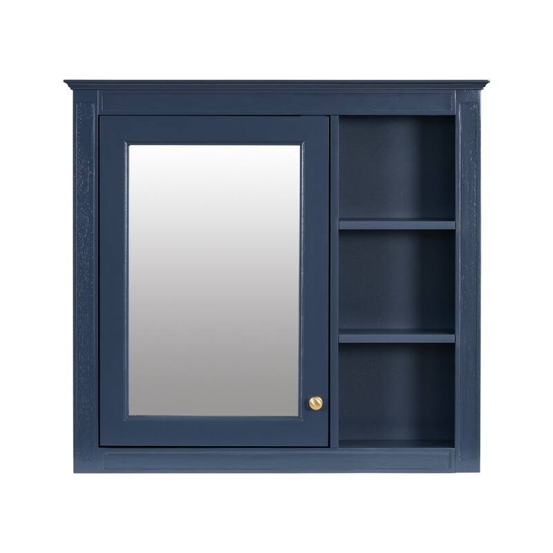 Plywood Freestanding Bathroom Vanity Set in Maple with Integrated Ceramic Sink with Mirror Cabinet - 30“ x 18"