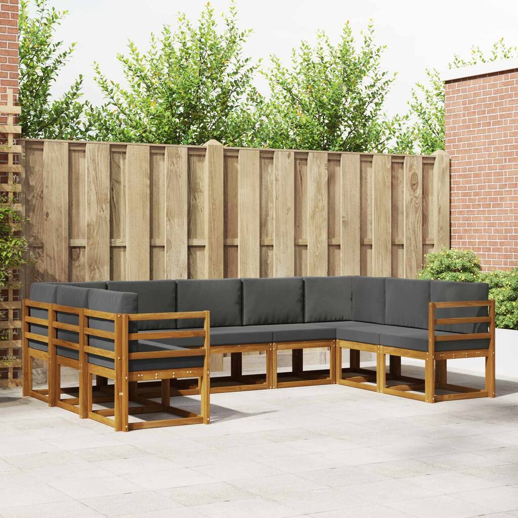 vidaXL Outdoor Sofa Set with Cushion 9 pcs Natural and Anthracite - 119.69 x 73.03 x 28.74 in