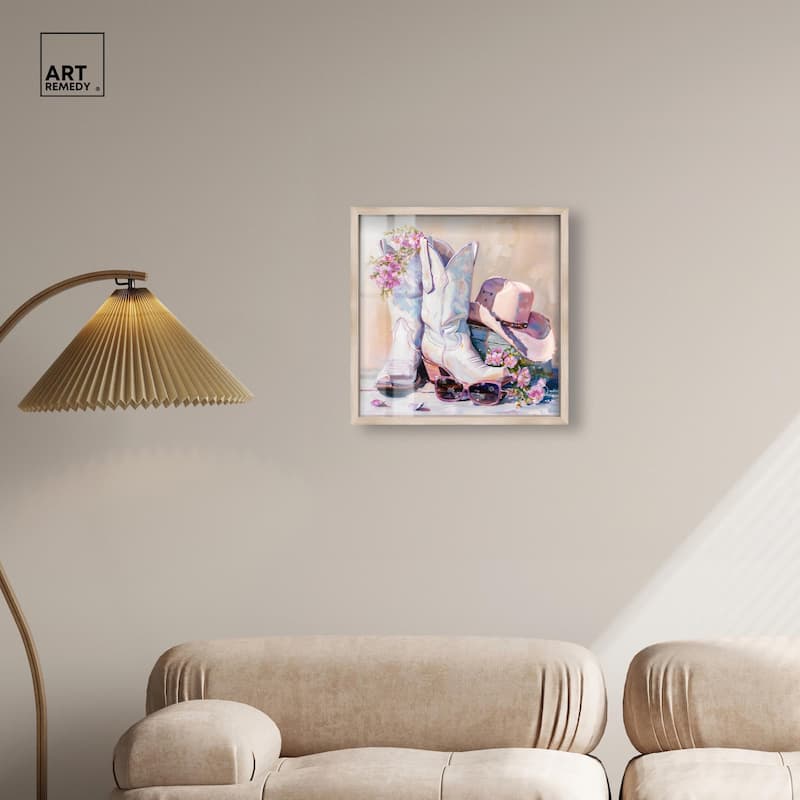 Spring Pink Cowboy Necessities Shadowbox by Art Remedy