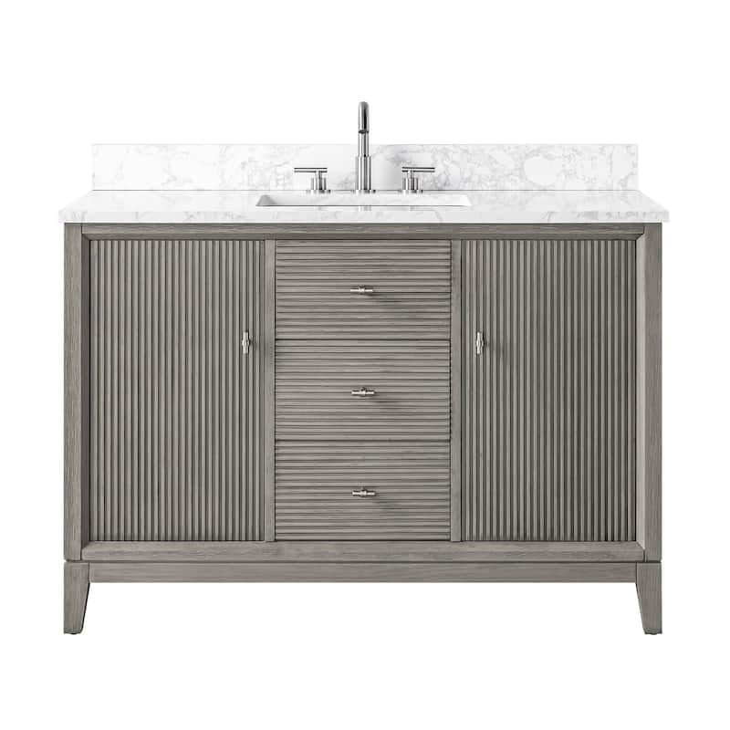 Vanity Art 48" Freestanding Bathroom Vanity with Engineered Marble Top and Sink