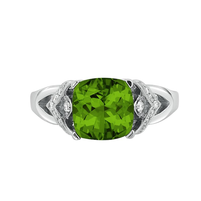 Auriya Modern 2 3/8ct Cushion-cut Peridot and Diamond Engagement Ring 1/6ctw 14k Gold