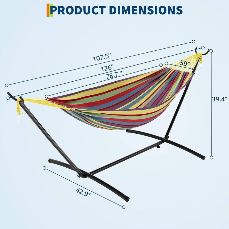 Outdoor Portable Double Hammock for Outside Garden Backyard