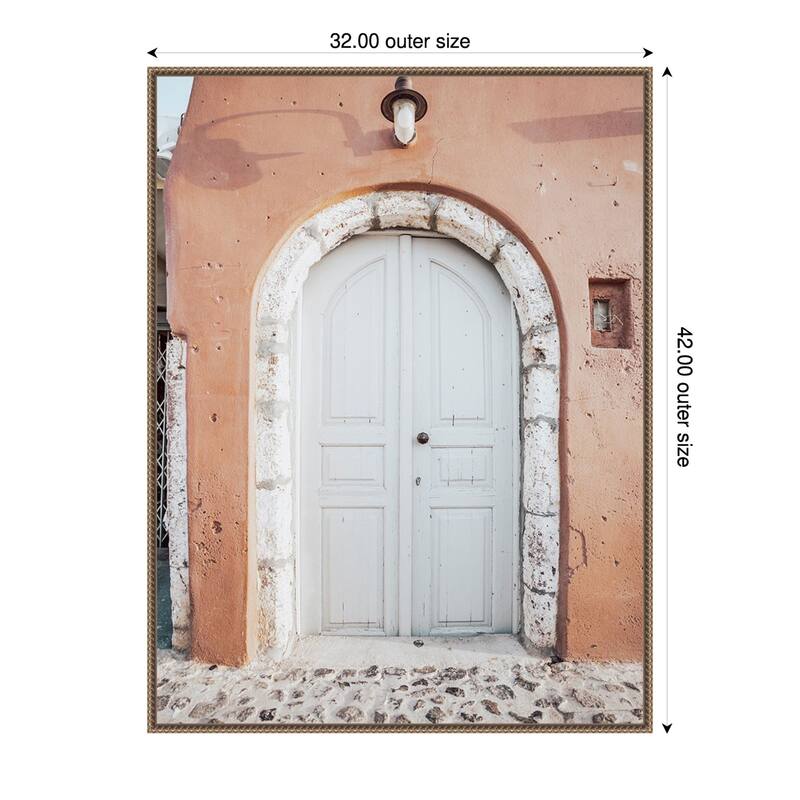 Santorini Dome Complement by Bella Eve Framed Canvas Wall Art Print - Sylvie Beaded Gold - 32 x 42 in