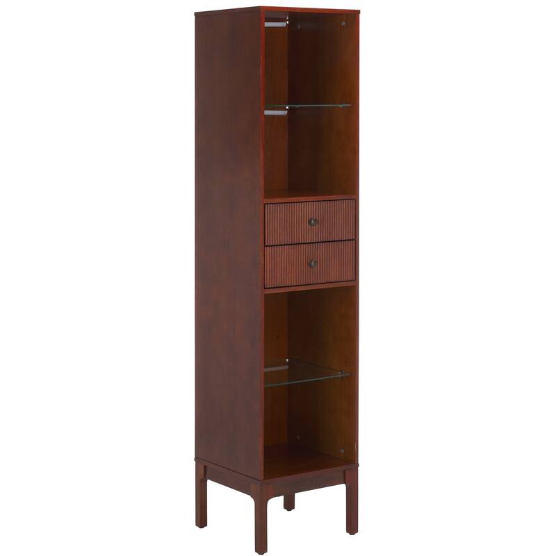 SEI Furniture Clairville Curio Bookcase Display Shelf - 16"W x 16"D x 70"H
