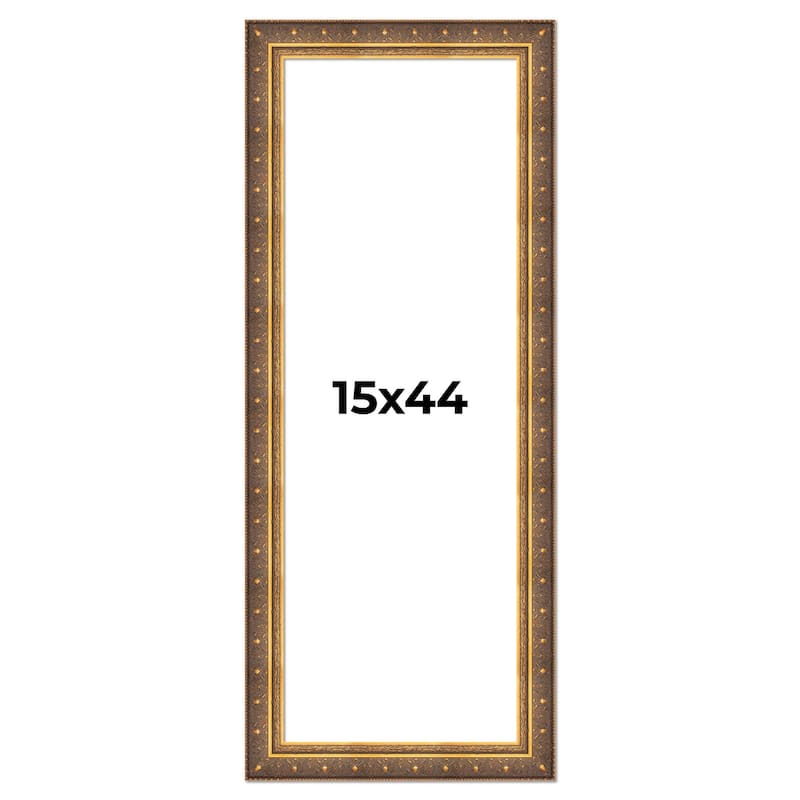 15x44 Frame Vintage Gold Solid Wood Picture Frame | 2.5 Inch Moulding