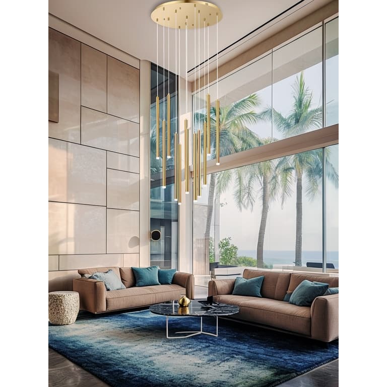 12-Light Stylish Tassel Tube LED Integrated Chandelier - N/A
