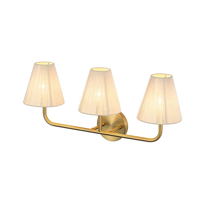 3-Light Woven Ivory String Shade Vanity Wall Lamp 23.6 in