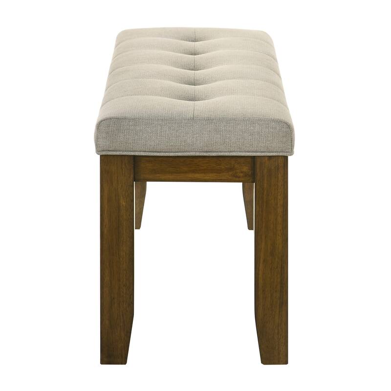 Liyo Dining Bench, Tufted Beige Upholstery Seat, Brown Wood, 48 Inch