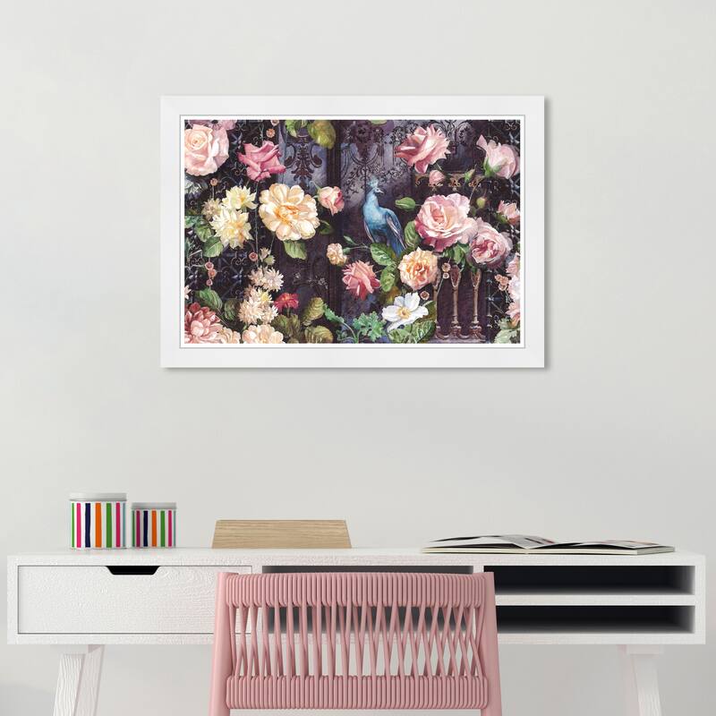 Wynwood Studio Prints Floral and Botanical Magical atmosphere Pink and Cream White Traditional Wall Art Canvas Print - White