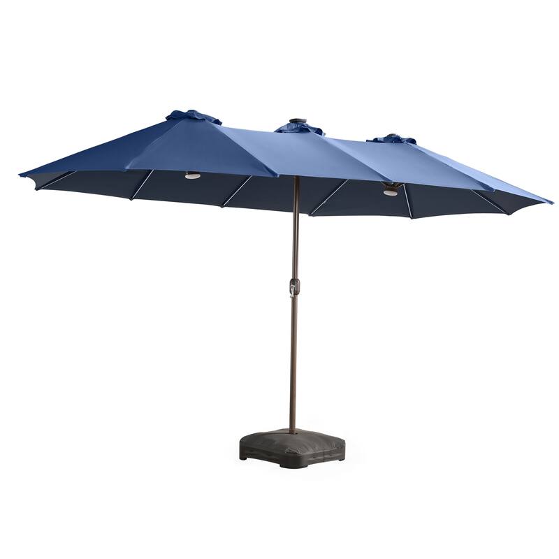 XIZZI Outdoor Patio Umbrella with Solar LED Lights and Base