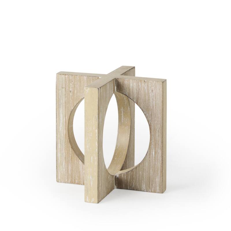 HomeRoots 6" Brown Solid Wood Square Tabletop Sculpture - 5.71 in. x 5.71 in. x 5.71 in.