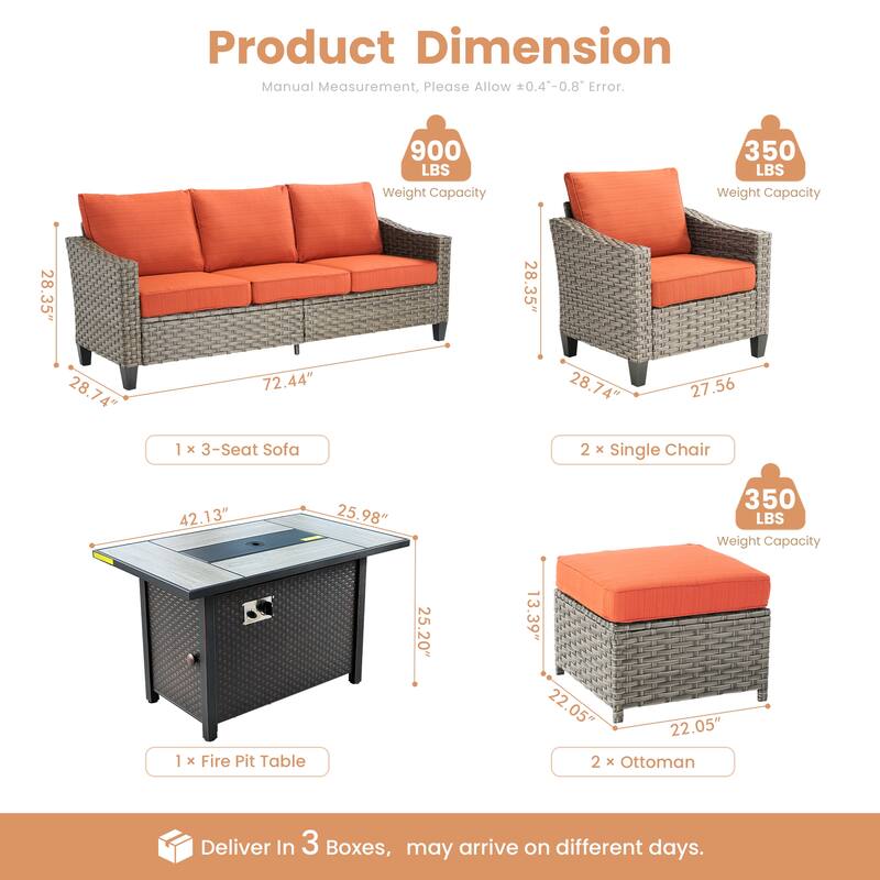 XIZZI Outdoor Patio Furniture Set with Fire Pit Table