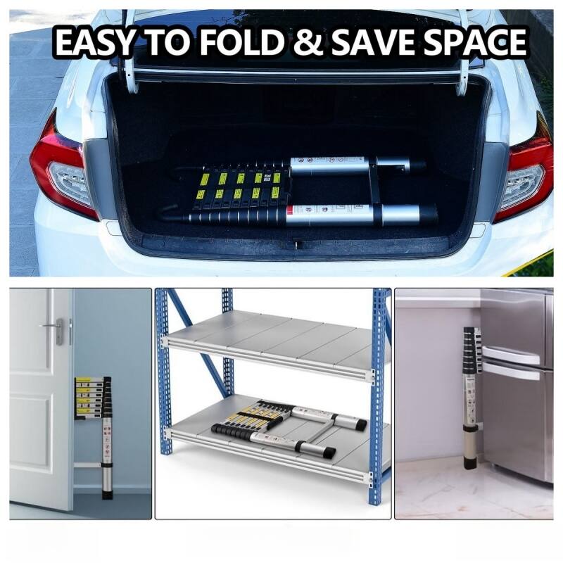 4.1-Meter Telescopic Aluminum Ladder with Non-Slip Feet and Hooks
