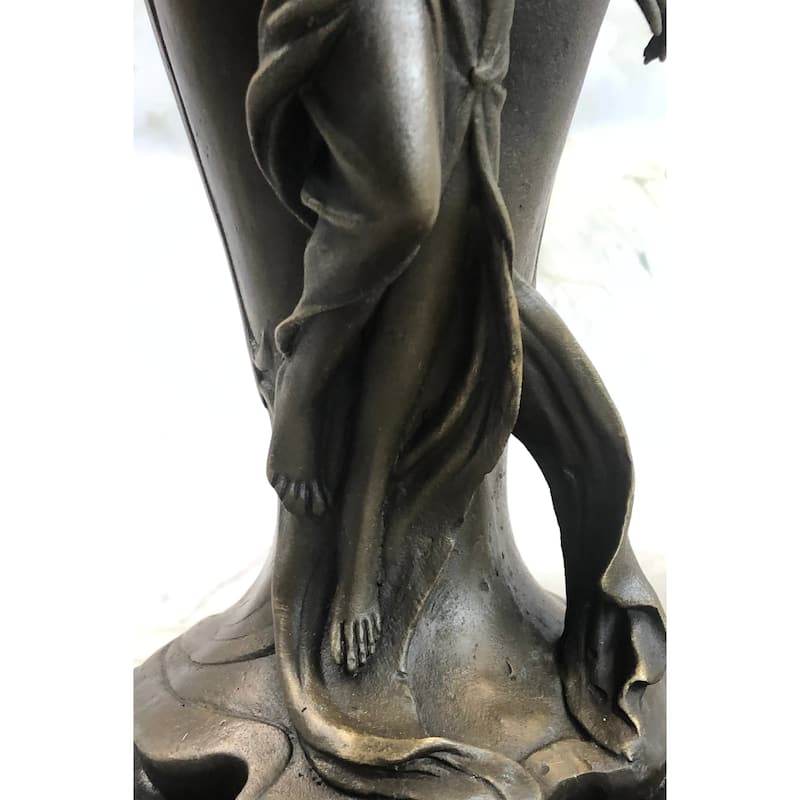 Signed Art Deco Sexy Woman By Cheret Bronze Sculpture Marble Base Figurine Deal
