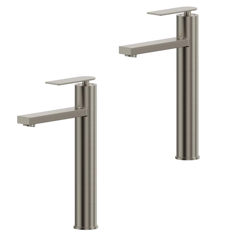 GRANDJOY 2-Pack High-Arc Bathroom Vanity Faucet, Single Hole Installation - Brushed Nickel