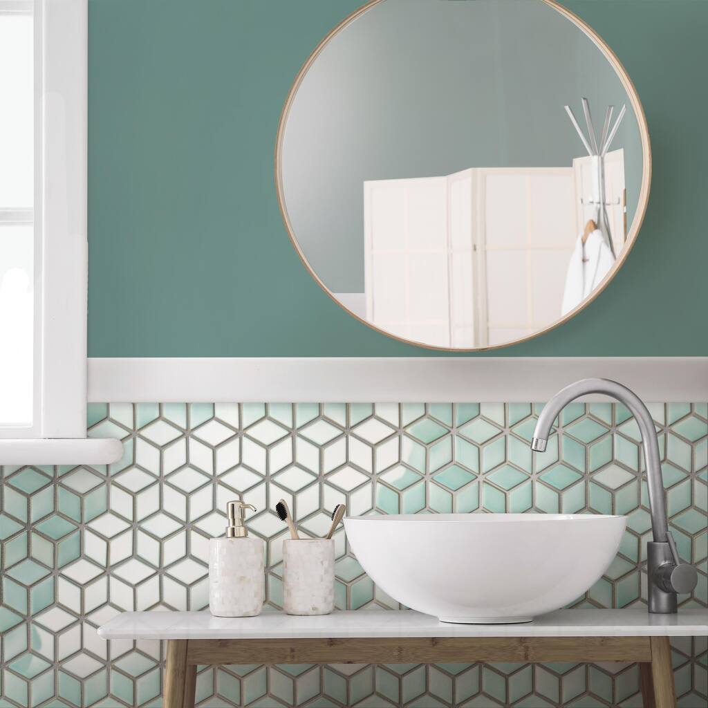 Merola Tile Hudson Rhombus Mint Green 10-1/4" x 11-3/4" Porcelain Mosaic Floor and Wall Tile