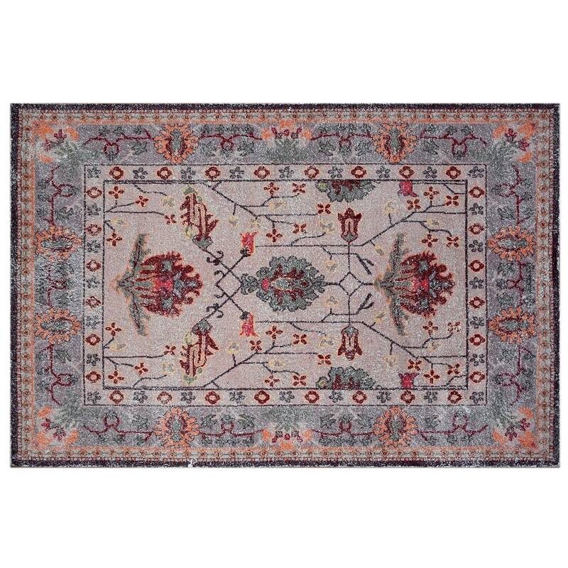 Hand Woven Victoria Micro Printed Polyester Traditional Oriental Area Rug