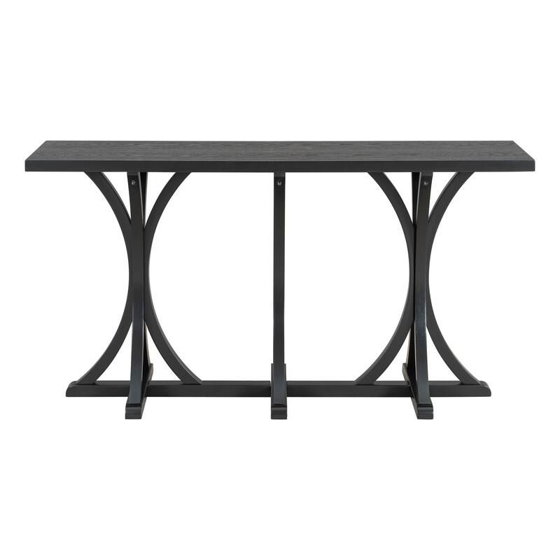 Roomfitters 59.8" Console Table with Oak Veneer Top, Modern Arched Leg Entryway Sofa Table for Hallway & Living Room