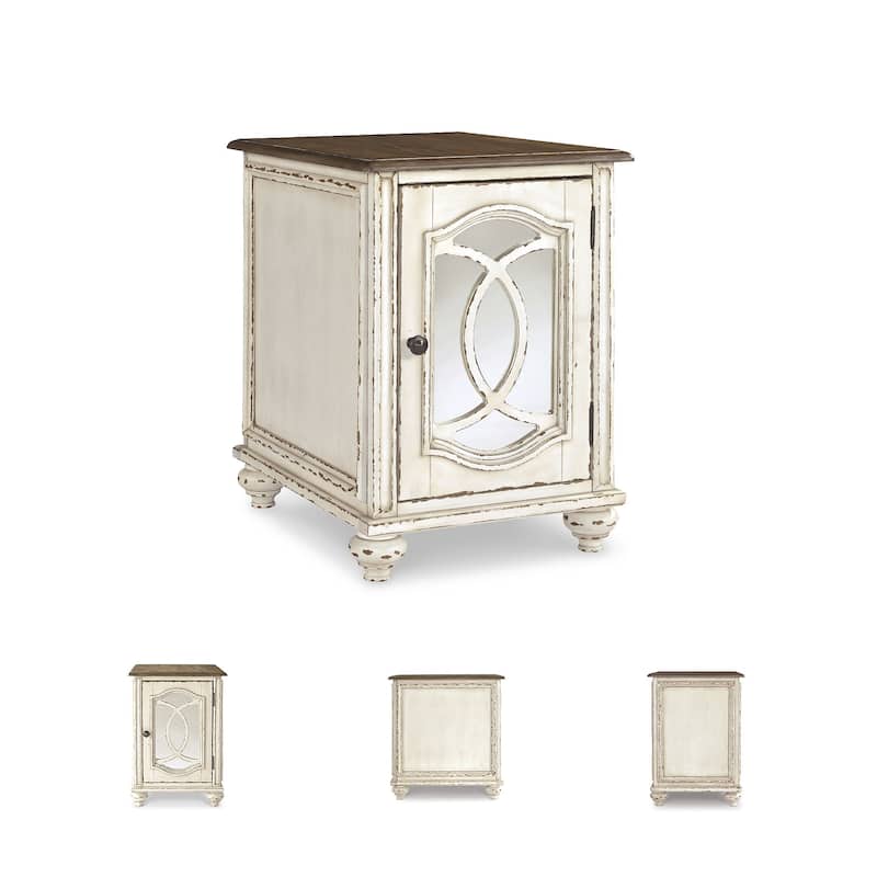 Signature Design by Ashley Nettle Bank White and Brown Wooden Chairside End Table