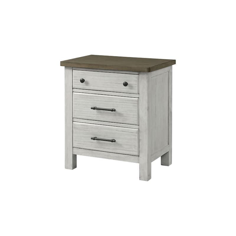 Timber Ridge 3-Drawer Wood Nightstand, Weathered Washed Sierra