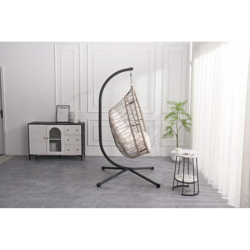 Elegant Outdoor Egg-Shaped Hanging Chair with Stand