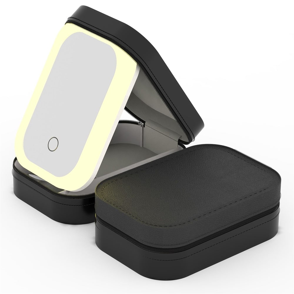 Portable Makeup Case with Rechargeable LED Mirror