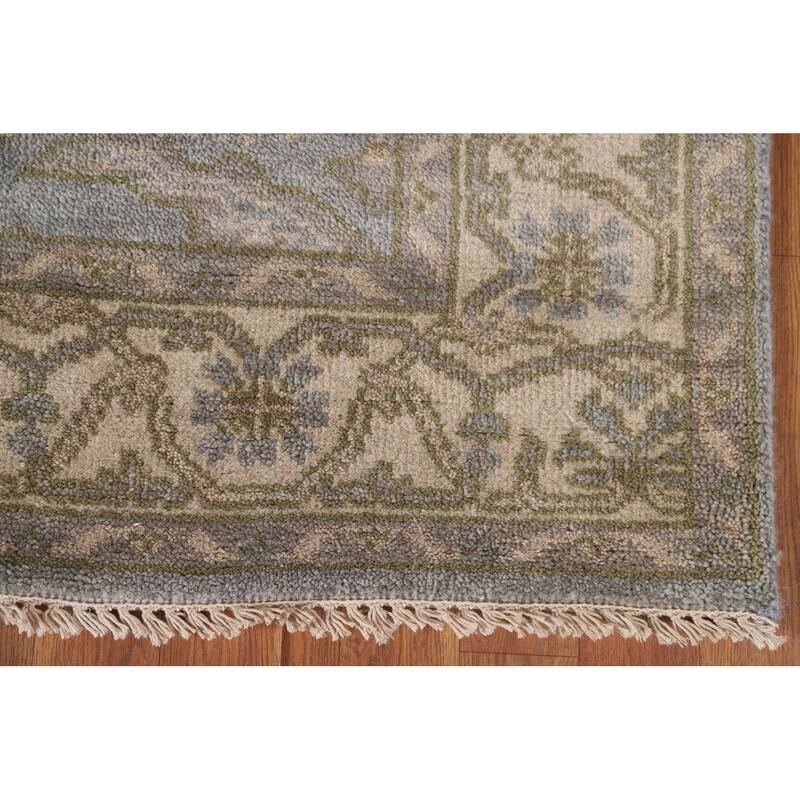 Blue All-Over Oushak Oriental Runner Rug Handmade Wool Carpet - 4'1" x 19'3"