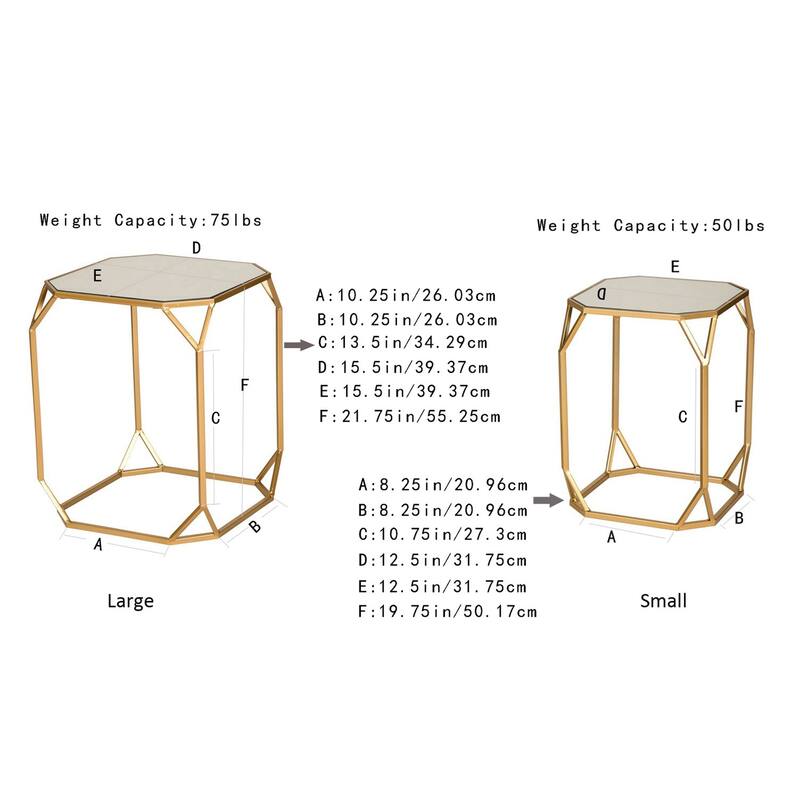 Glitzhome Modern Metal Glass Accent Table Nesting Side Table(Set of 2)