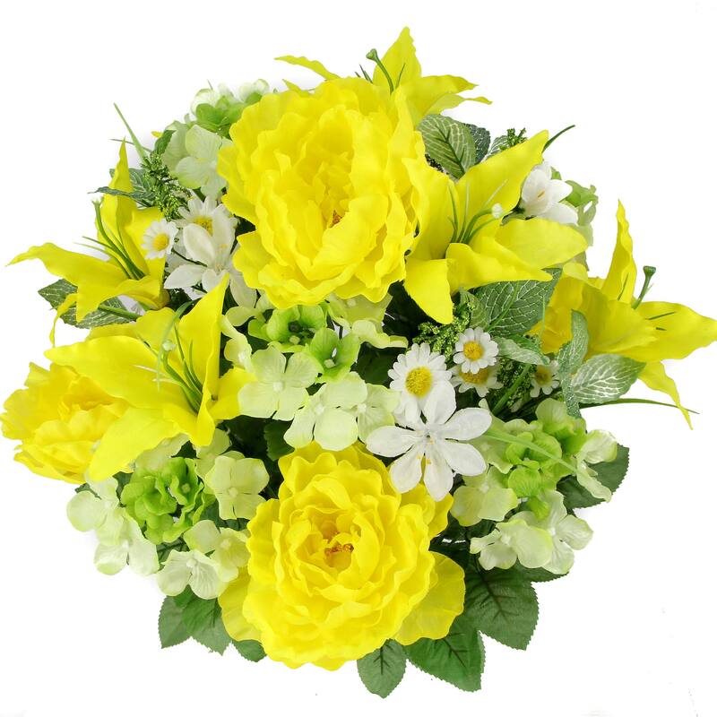24-stem Faux Tiger Lily and Peony Mixed Bouquet - GPB4307-YELLOW