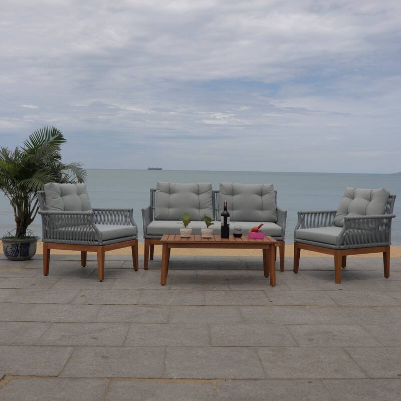 SAFAVIEH Outdoor Living Winslo 4-Piece Patio Set - 57"W x 30"D x 31"H