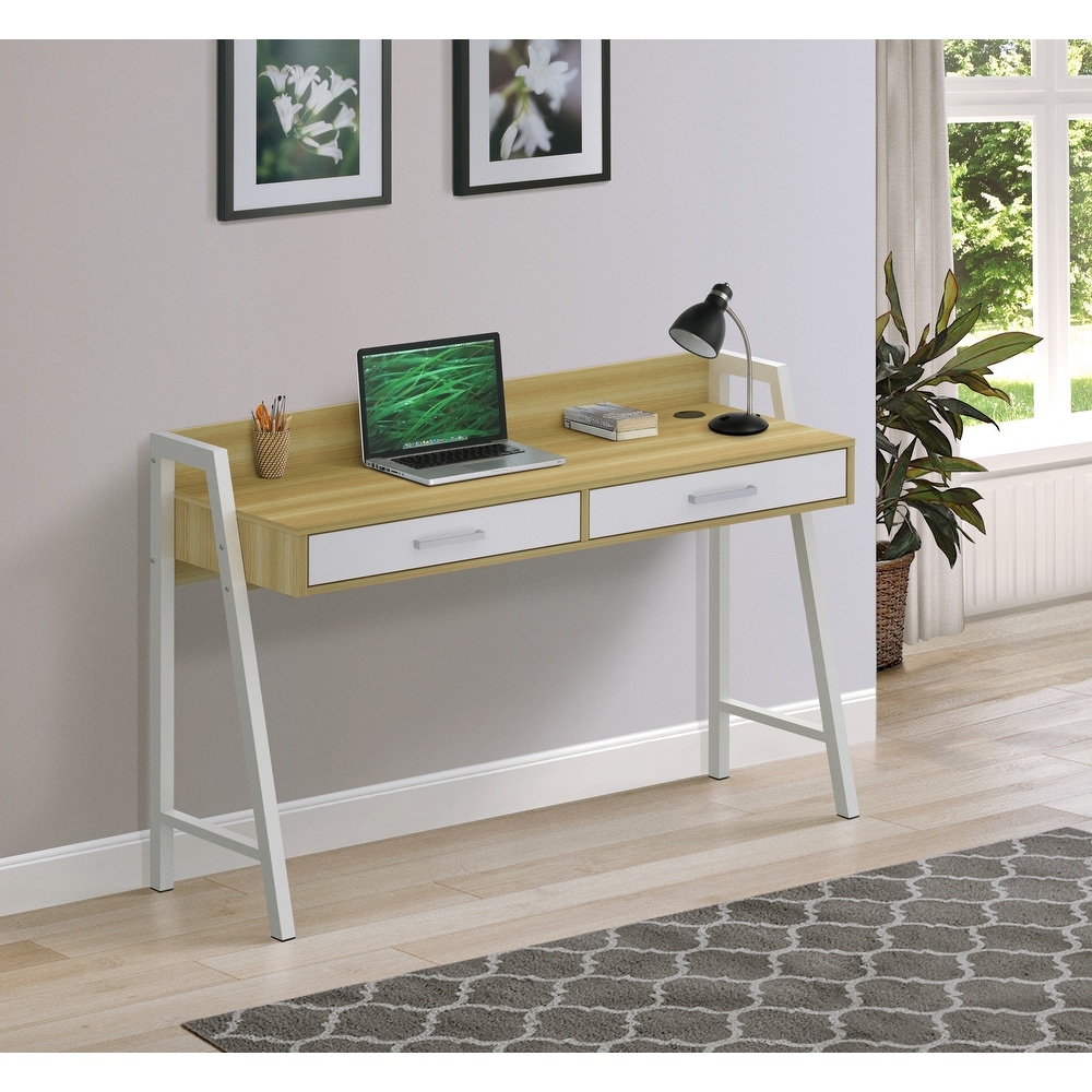 Saint Birch Fenton Natural and White 47-inch Writing Desk with 2 Drawers (Natural/White)
