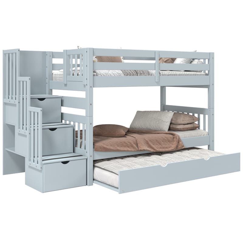 Taylor & Olive Trillium Twin over Twin Stairway Bunk Bed, Twin Trundle