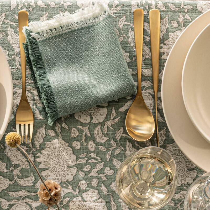 over&back Woven Frayed Chambray Cotton Cloth Napkins - Machine Washable - Set of 4