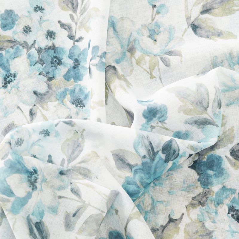 Whimsical Semi-Sheer Floral Rod Pocket Curtain Panel