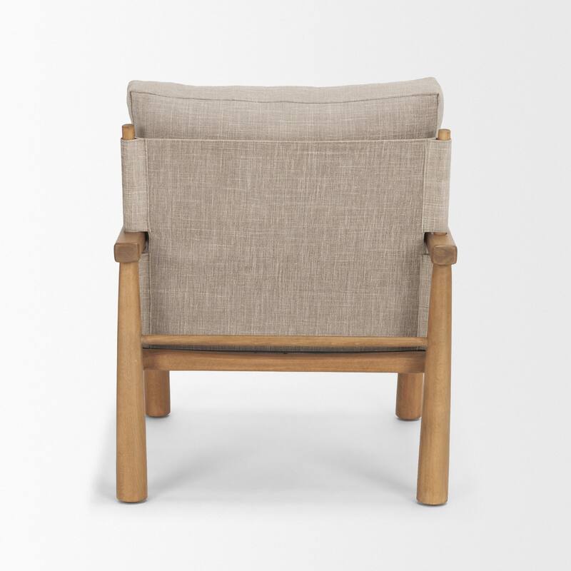 Witton Gray Fabric Beech Wood Slingback Backrest Accent Lounge Chair