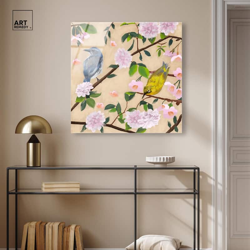 Birds Cuddle Acrylic by Art Remedy, Ready to Hang