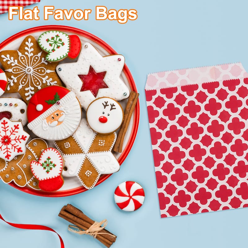 100Pcs Kraft Paper Treat Bags, Greaseproof Cookies Bag Flat Favor Bags
