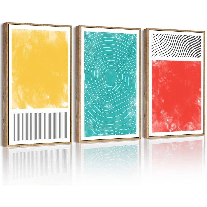 Minimalist Abstract Framed Wall Art Modern Colorful Line - 11 x 14