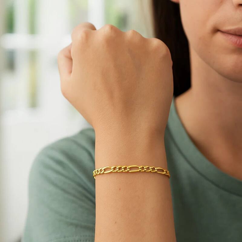 MayaMila 2.8mm 14k Yellow Gold Solid Figaro Bracelet