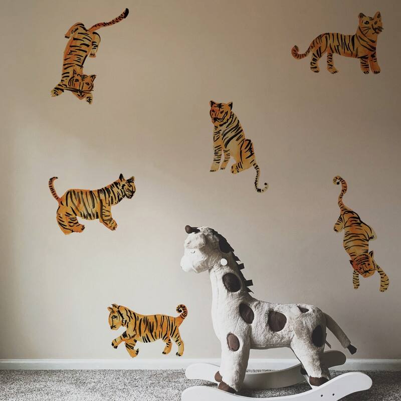 Tempaper Watercolor Tiger Removable Wall Decals (Contains 6 Pieces on (3) 17.25" x 9.75" Sheets)
