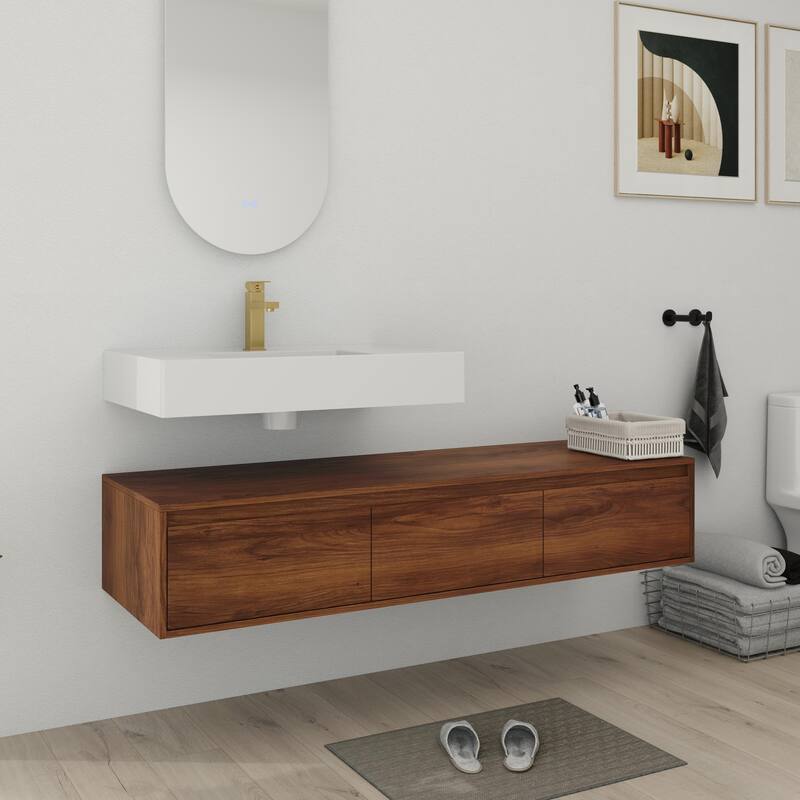 Bathroom Vanity With Sink In 30/60 Inch, Floating Bathroom Vanity With Soft Close Drawer