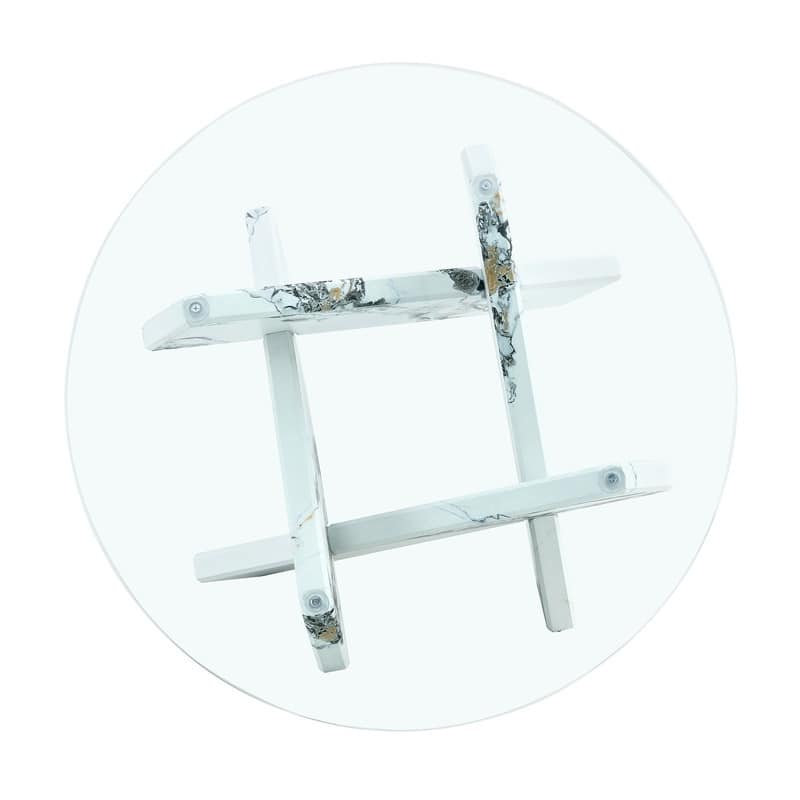 Round glass coffee table, 33.4 "modern design unique coffee table.