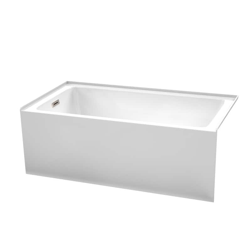 Wyndham Collection Grayley 60" Three Wall Alcove Acrylic Soaking Tub - White / Brushed Nickel Trim