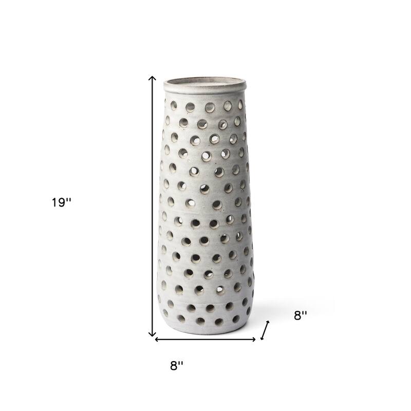 Organic White Glaze Pierced Dot Ceramic Vase