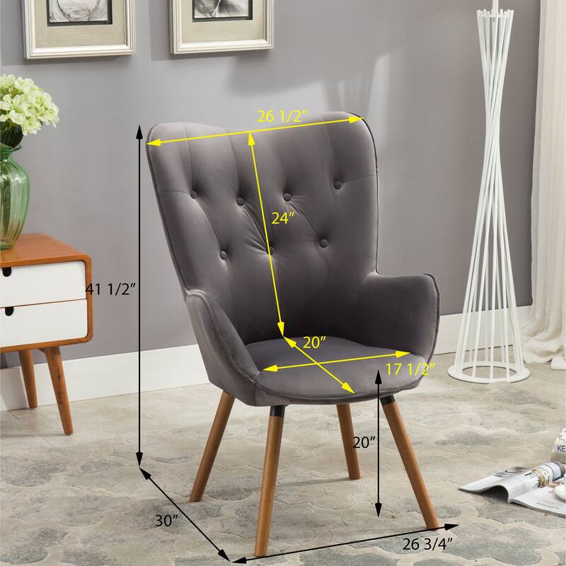 Gray 30" Polyester Button Tufted Accent Chair