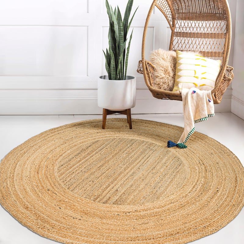 JONATHAN Y Piper Two-Tone Jute Hippy Circle Area Rug