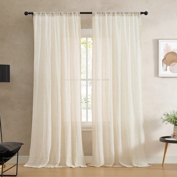 French Connection Charter Crushed Rod Pocket Window Curtain Pair - 50" x 84" - Natural